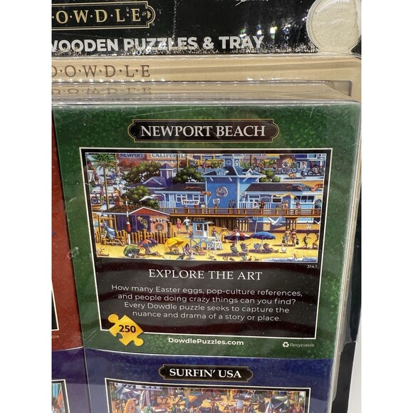 Dowdle Set 4-Pack Beaches of Mini Wooden Puzzles & Tray New And Sealed - Picture 4 of 13